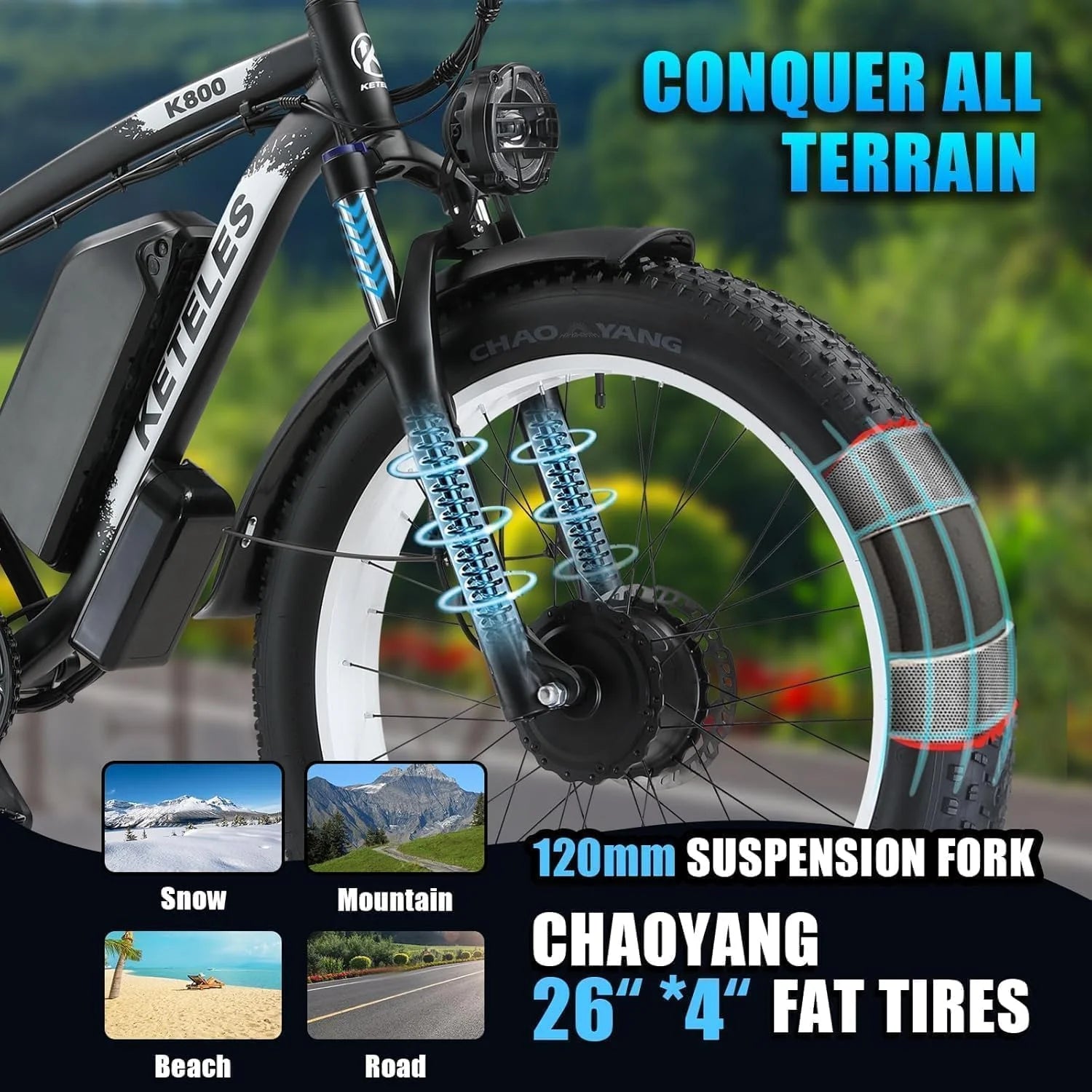 2026 KETELES Electric Bike for Adults, Peak 4000W Dual Motor Ebike��26" Fat Tire Electric Mountain bike,  48V 23AH Removable Battery UL 2849.