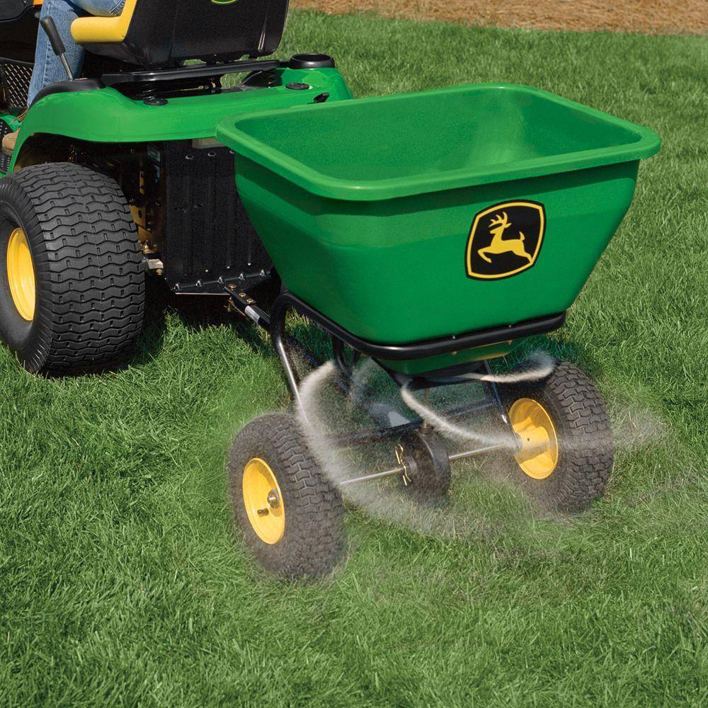 2026 John Deere 175 lb Tow-Behind Broadcast Spreader, Rustproof Poly Hopper, Universal Fit