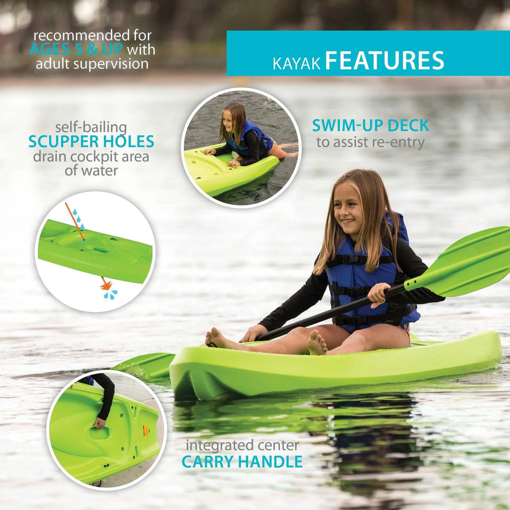 2026 Lifetime Recruit 6.5 ft Youth Sit-on-Top Kayak, Lime Green (90765)