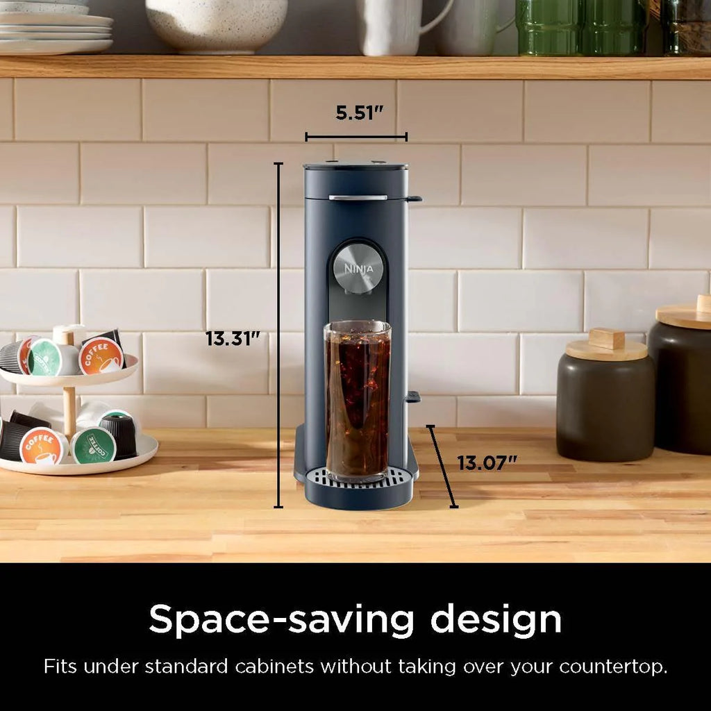 2026 Ninja Pods & Grounds Single-Serve Coffee Maker, K-Cup Pod Compatible, Brews Grounds, Compact Design, 56-oz. Reservoir, 6-oz. Cup to 24-oz. Travel Mug Brew Sizes, Iced Coffee Maker, Stone, PB041ST