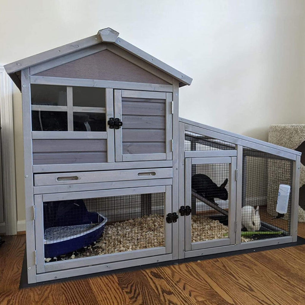 2026 Aivituvin Rabbit Hutch Outdoor Indoor Bunny Cage with Pull Out Tray, Upgraded Chicken Coop with Removable Wire Mesh Bottom, Gray