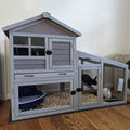 2026 Aivituvin Rabbit Hutch Outdoor Indoor Bunny Cage with Pull Out Tray, Upgraded Chicken Coop with Removable Wire Mesh Bottom, Gray