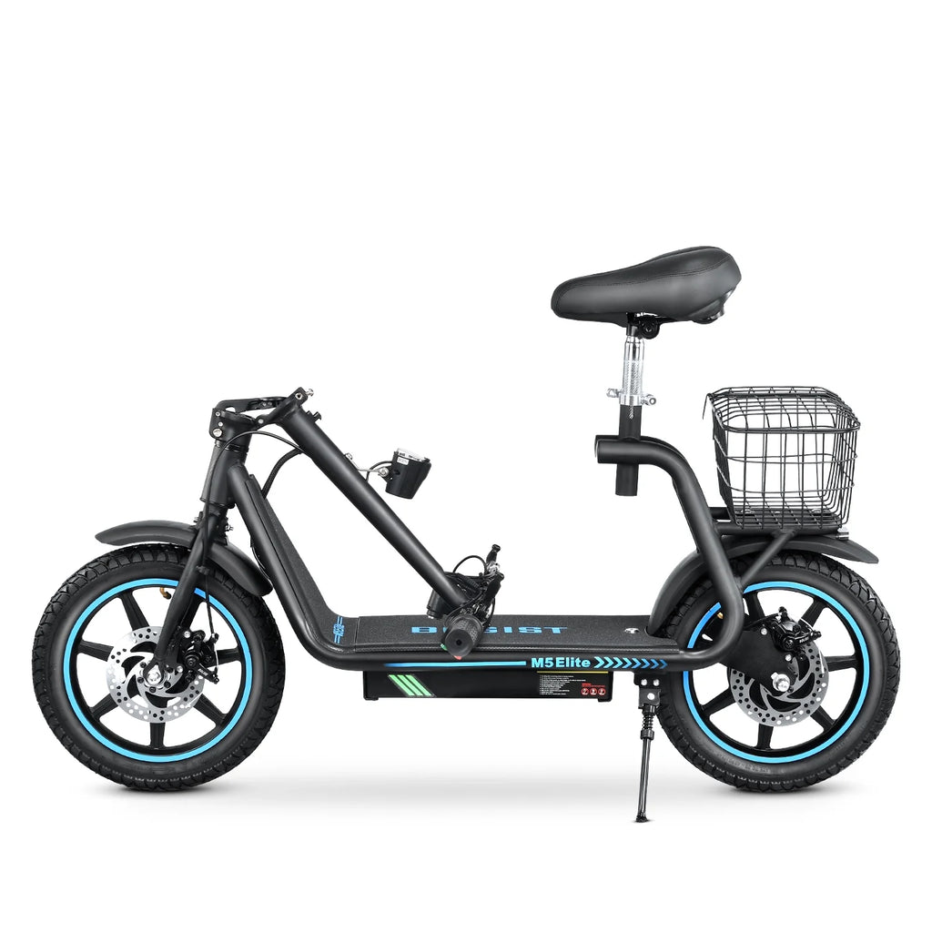 2026 BOGIST Electric Scooter for Adults with Seat, 500W Motor(Peak 800W), 25mph, 45km Range, 48V 13Ah, Electric Bicycle with Basket, BOGIST M5 Elite,Blue