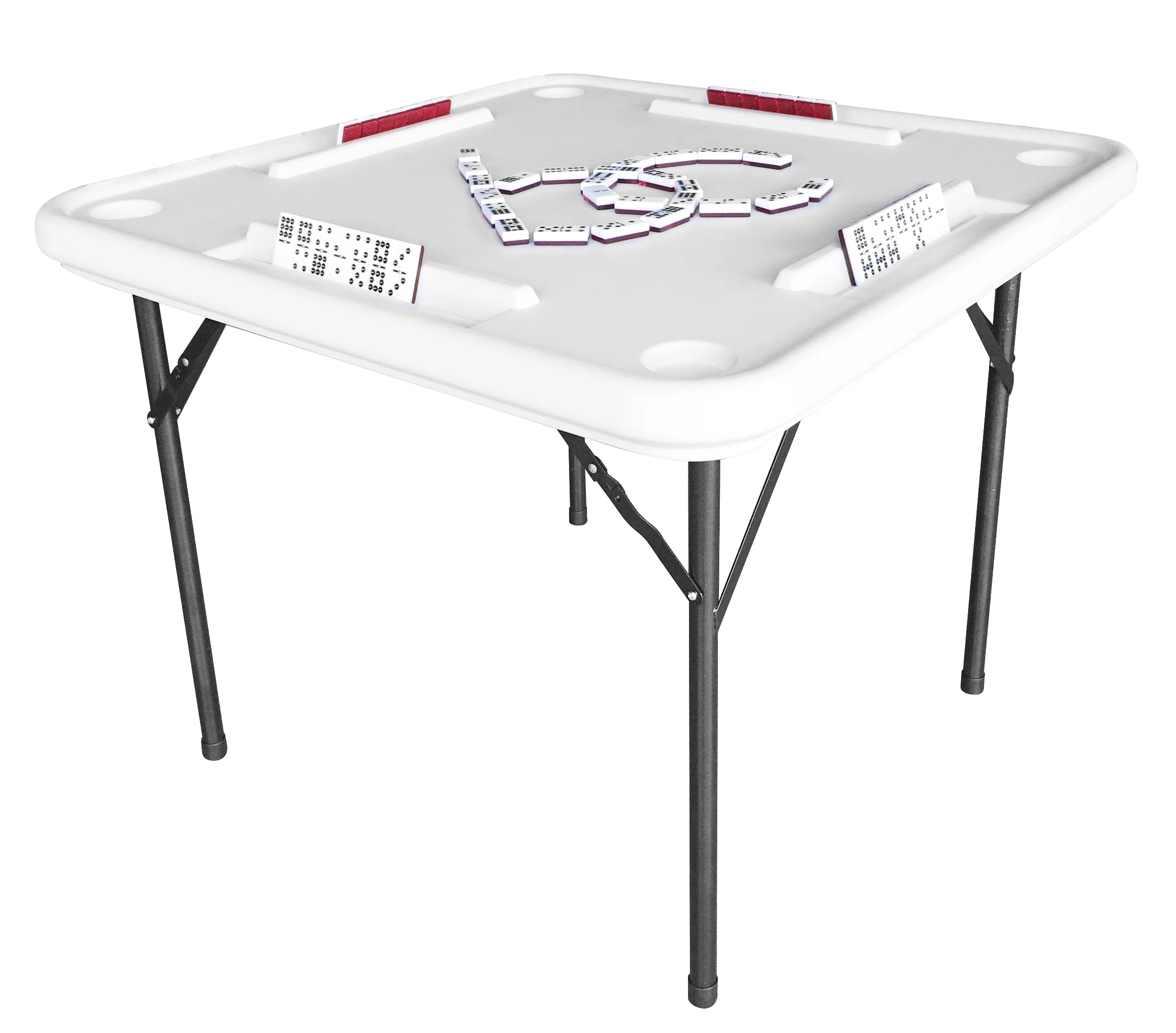 2026 Bene Casa Foldable Domino Table with Built-In Drink Holders, 38?? x 38??, White
