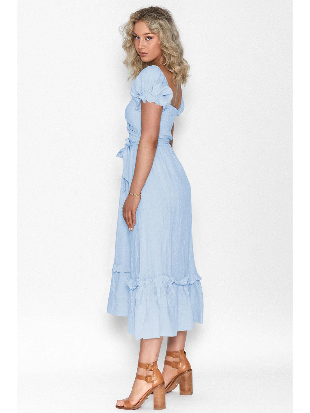 2026 Boho Tie-Waist Homecoming Dress