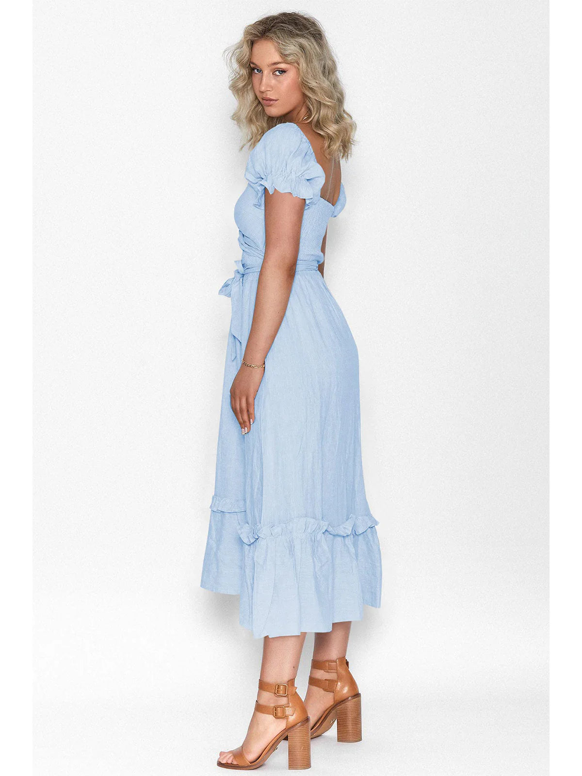 2026 Boho Tie-Waist Homecoming Dress