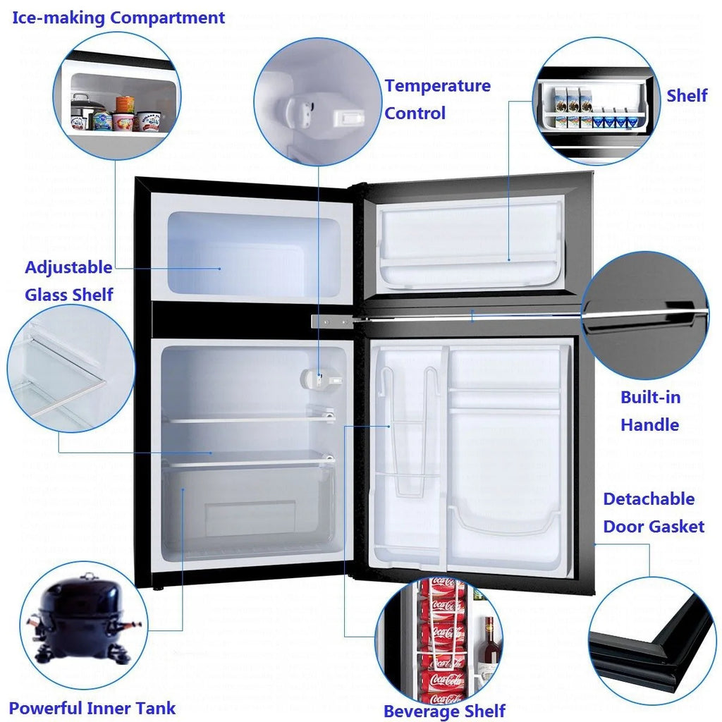 2026 Costway Refrigerator Small Freezer Cooler Fridge Compact 3.2 cu ft. Unit, Grey
