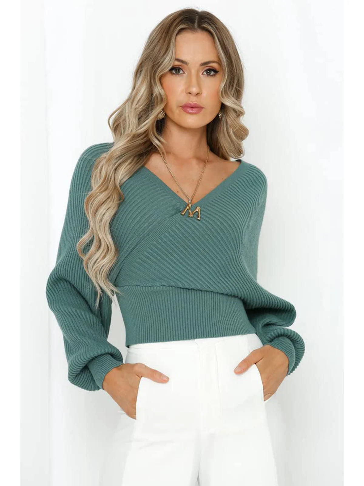 2026 Wrap V-Neck Knit Chunky Sweater