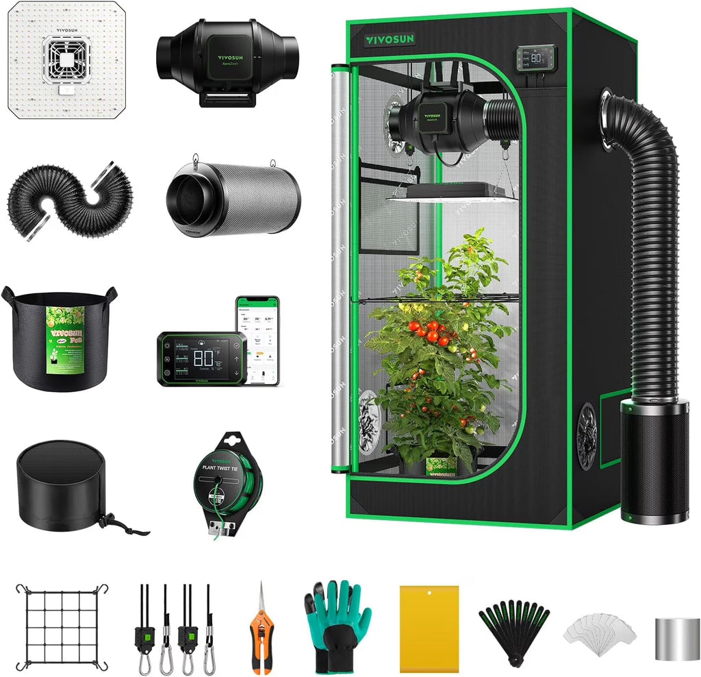 2026 VIVOSUN GIY Smart Grow Tent System 2x2, WiFi-Integrated Grow Tent Kit, with Automate Ventilation and Circulation, Schedule Full Spectrum 100W LED Grow Light, and GrowHub E42A Controller