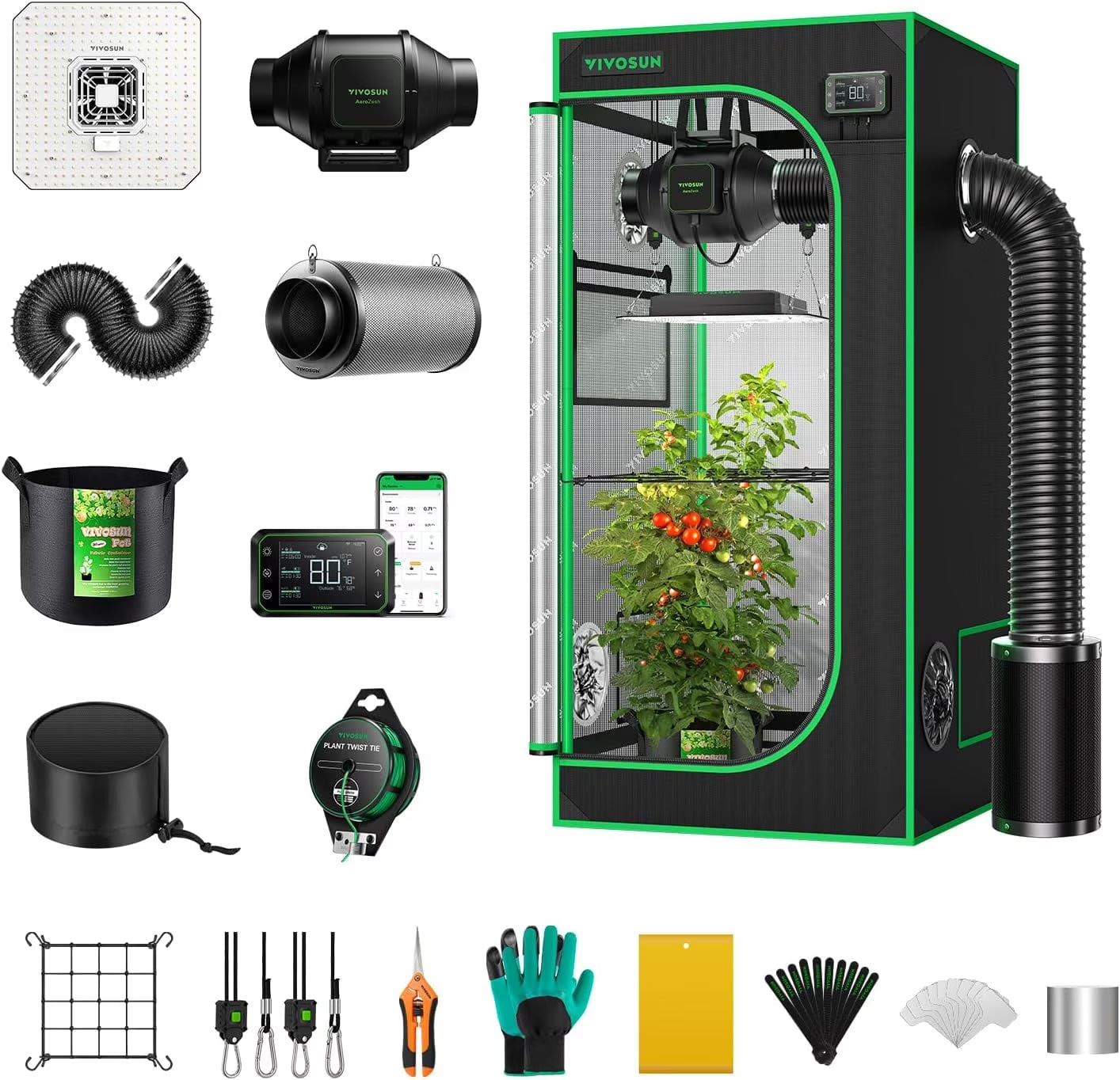 2026 VIVOSUN GIY Smart Grow Tent System 2x2, WiFi-Integrated Grow Tent Kit, with Automate Ventilation and Circulation, Schedule Full Spectrum 100W LED Grow Light, and GrowHub E42A Controller