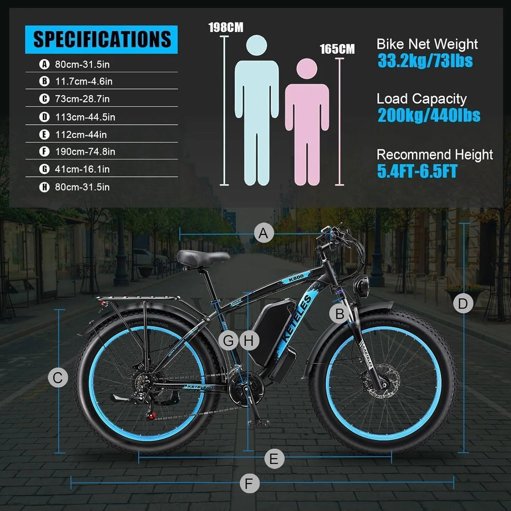 2026 KETELES Electric Bike for Adults, Peak 4000W Dual Motor Ebike��26" Fat Tire Electric Mountain bike,  48V 23AH Removable Battery UL 2849.