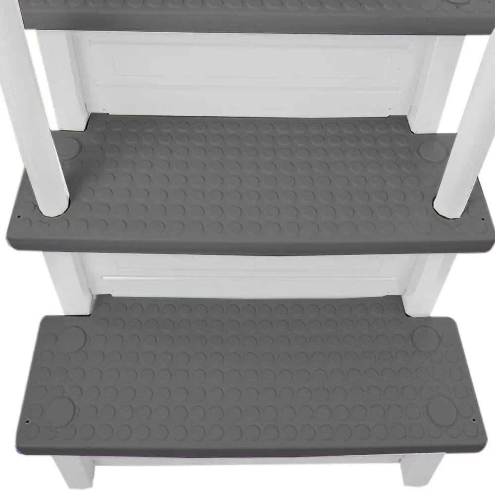 2026 Non-slip pool entrance steps | Gray | Suitable for above-ground pools | Can be installed on patios with a height of 122 to 137 cm | Maximum load capacity 136 kg