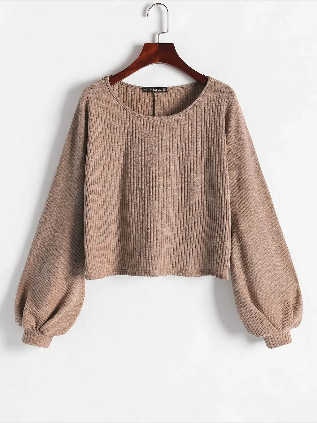 2026 Ribbed knit crew neck sweater