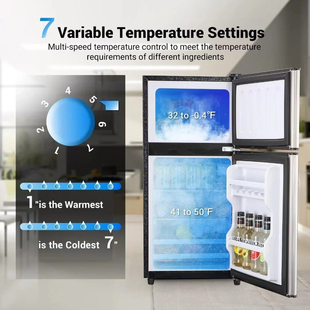 2026 Apartment-sized refrigerator, 3.5 cubic feet (approx. 99 liters) usable capacity, small refrigerator with freezer compartment, suitable for houses and apartments, freestanding