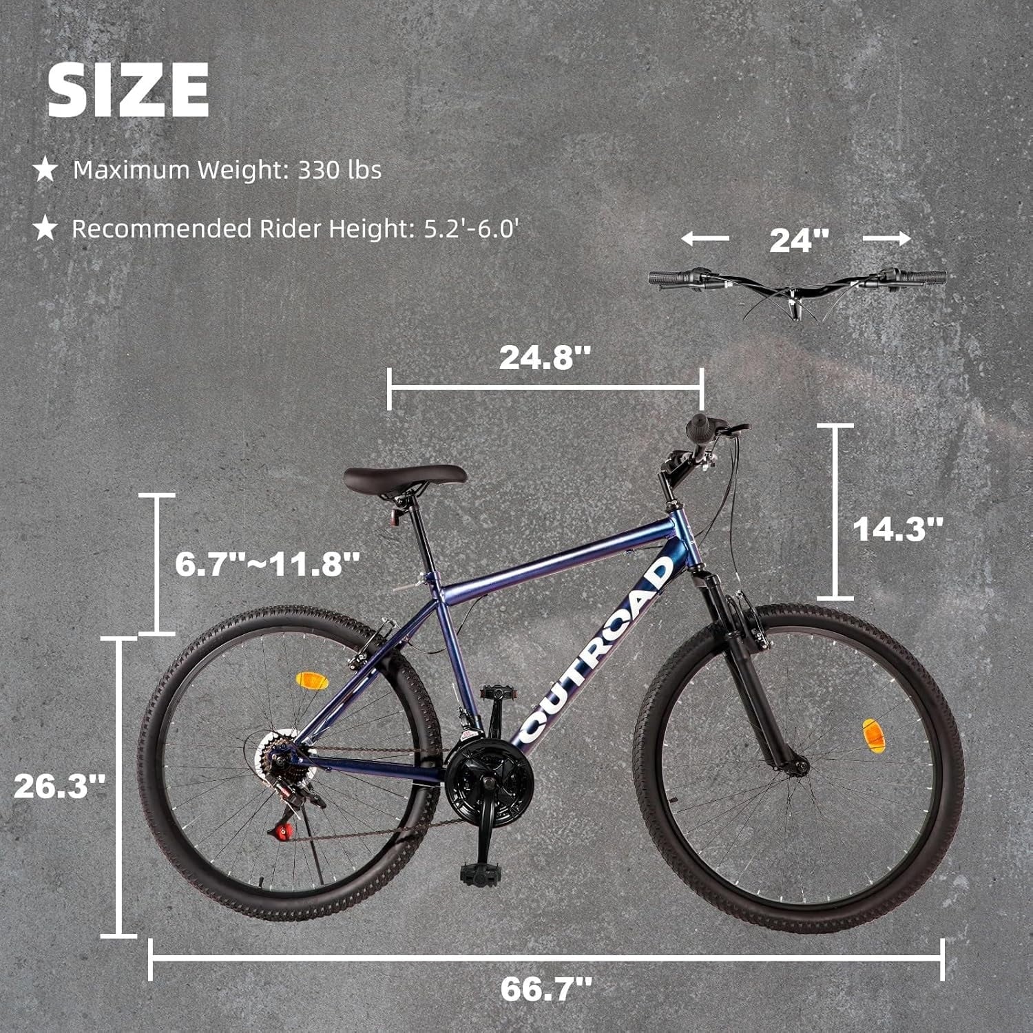 2026 Outroad 26 Inch Mountain Bike, 21-Speed/High-Carbon Steel/Aviation Grade Frame, Dual Disc/V Brake, Adjustable Ergonomic Seat Bycycle for Men Women Adult, Quick Assembly in 20 Minutes