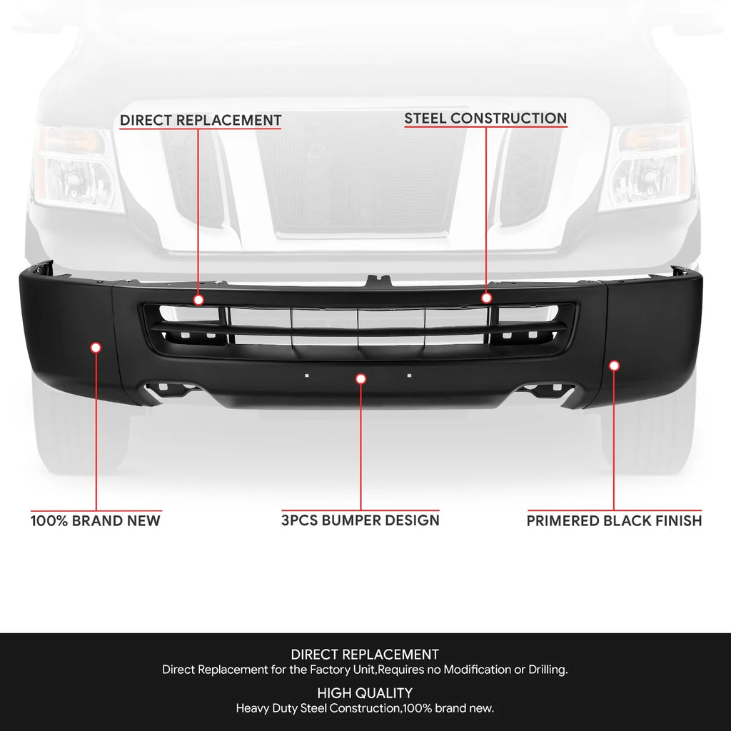 Modular Style Front Bumper w/ Fog Light Cutouts12-21 Nissan NV1500 2500 3500