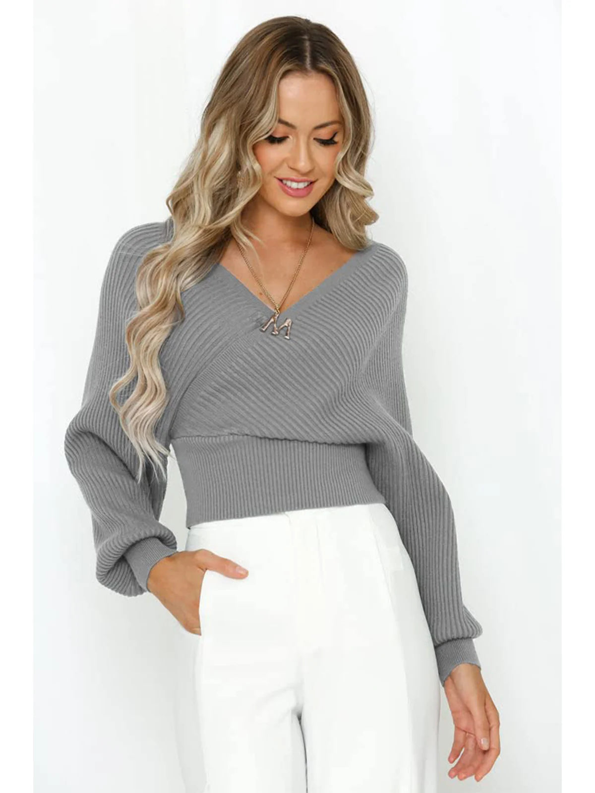 2026 Wrap V-Neck Knit Chunky Sweater