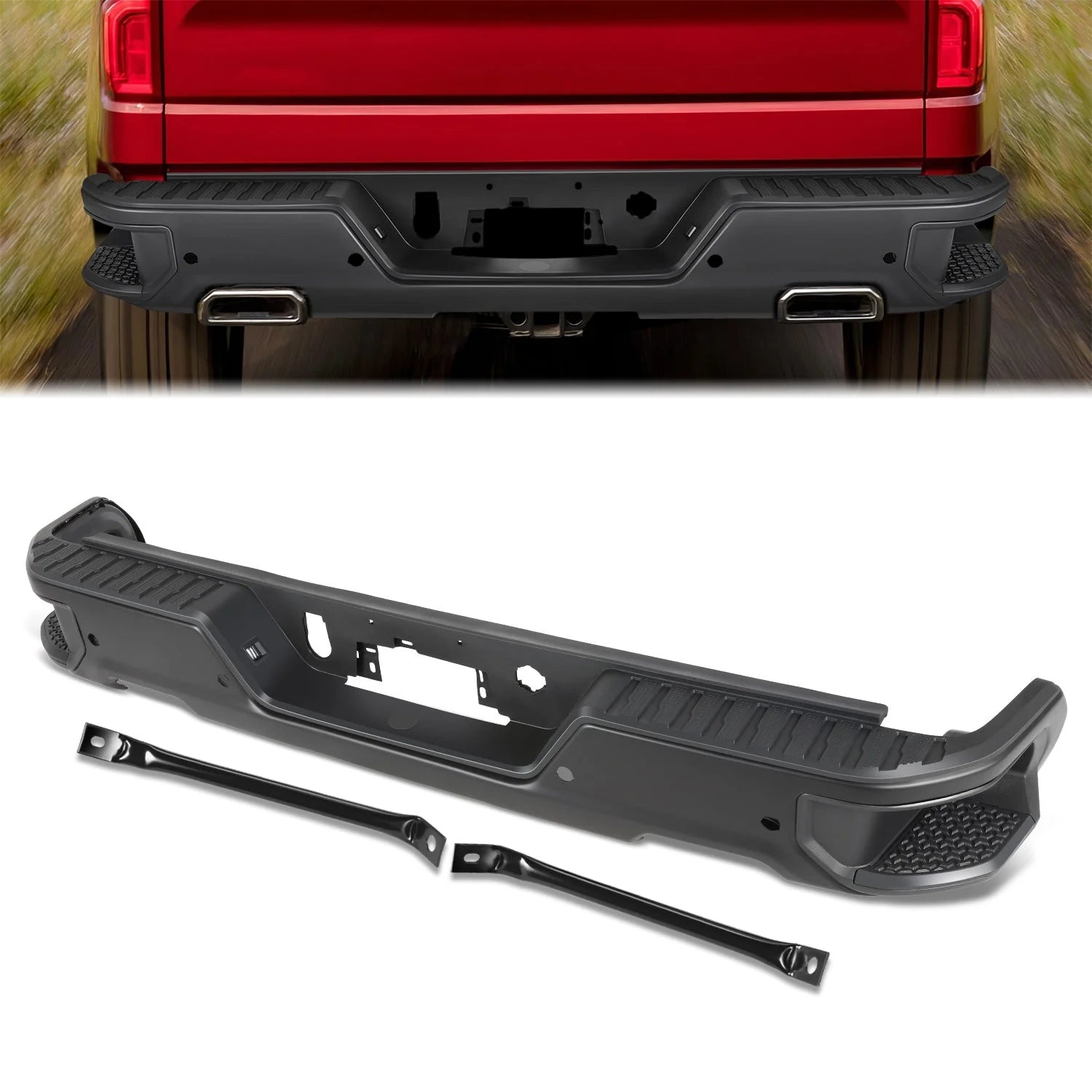Rear Bumper w/ Exhaust Cutouts & Parking Sensor Holes  19-23 Chevy/GMC Silverado Sierra 1500
