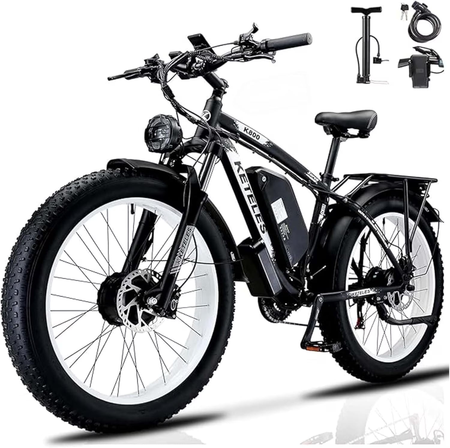 2026 KETELES Electric Bike for Adults, Peak 4000W Dual Motor Ebike��26" Fat Tire Electric Mountain bike,  48V 23AH Removable Battery UL 2849.