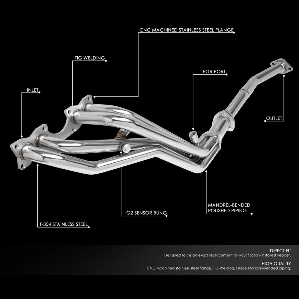90-94 Nissan D21 2.4L Tri-Y Exhaust Header - Stainless Steel