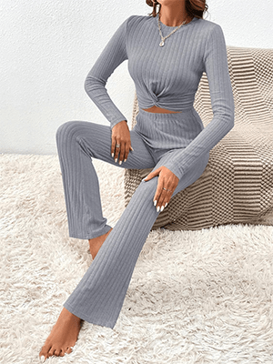 Ribbed Knit Pajama Set
